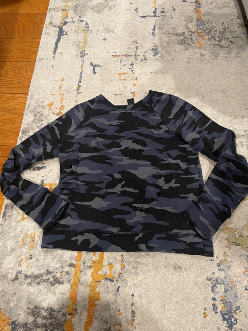 Athleta Girl Black and Charcoal Camo Top